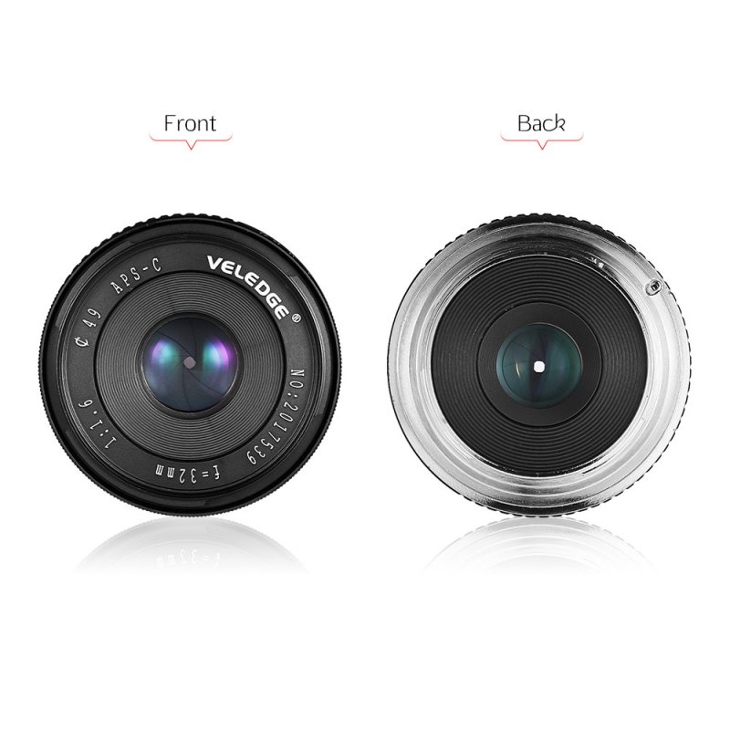 VELEDGE 32MM F1.6 Large Aperture Manual Prime Fixed Lens APS-C for Sony E-Mount Digital Mirrorless Cameras NEX 3 NEX 3N NEX 5 NEX 5T NEX 5R NEX 6 7 A5000, A5100, A6000, A6100,A6300 A6500 