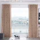 Shading Window Curtain with Bird Tree Pattern for Home Bedroom Balcony Decor Beige_1 * 2.5m high punch