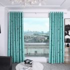 Shading Window Curtain with Bird Tree Pattern for Home Bedroom Balcony Decor blue_1 * 2.5m high punch