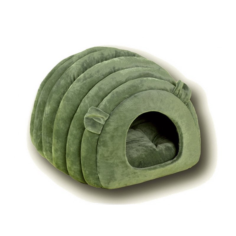 Sheep Shaped Pet Cat Dog Litter House Cat Bed Semi-closed Cloth Solid Color Sleeping Bag Dark green_38*42*33cm