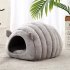 Sheep Shaped Pet Cat Dog Litter House Cat Bed Semi closed Cloth Solid Color Sleeping Bag Dark green 38 42 33cm