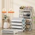 Shoe Rack Multi Tier Foldable Organizer Multi Functional Storage Free Standing Shoe Shelf Grey White