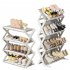 Shoe Rack Multi Tier Foldable Organizer Multi Functional Storage Free Standing Shoe Shelf Grey White