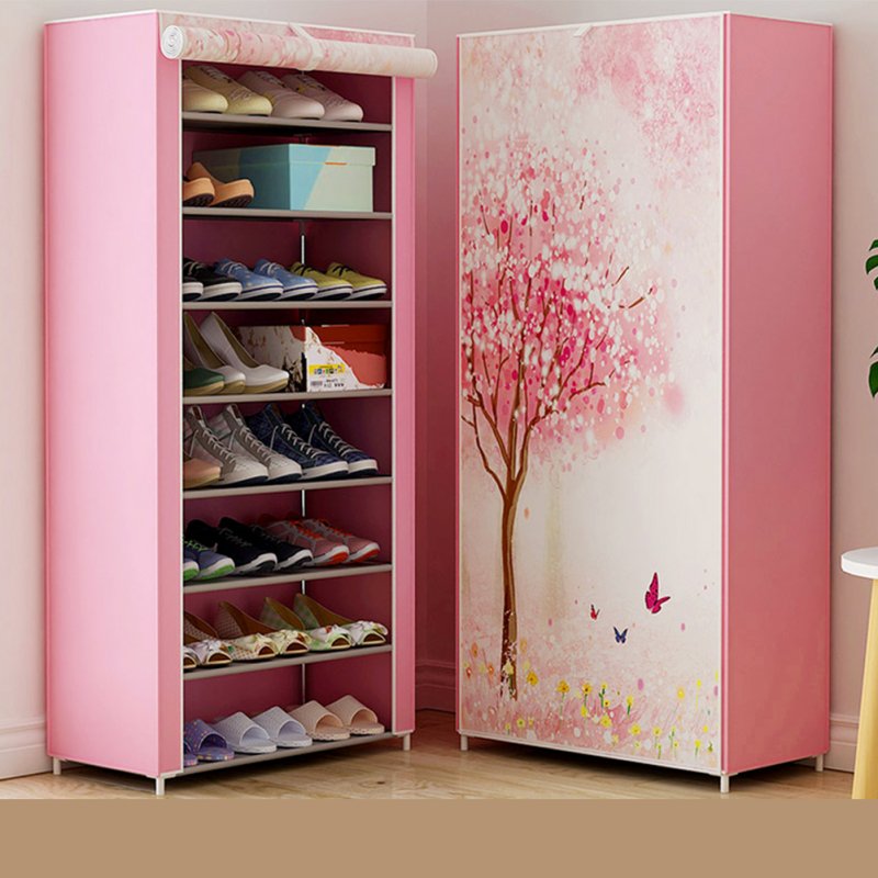 Wholesale Shoes Rack 360 Degree Dust Proof Moisture Proof Shoe Cabinet With Curtained Door 1 From China