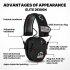 Shooting Ear Protective Safety Earmuffs Noise Reduction Electronic Earmuffs Hearing Protector compatible For Huning Nrr23db black