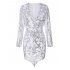 Short Bodycon Dress Embroidered Sequins One piece Long Sleeve Pencil Dress Lady Female Sexy Nightclub Dress
