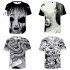 Short Sleeves 3D Pattern Printed Shirt Leisure Loose Pullover Top for Man and Woman E style XXL