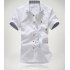 Short Sleeves Shirt Single breasted Top with Pocket Leisure Cardigan for Man white L