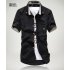 Short Sleeves Shirt Single breasted Top with Pocket Leisure Cardigan for Man white L