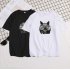 Short Sleeves and Round Neck Shirt Leisure Pullover Top with Animal Pattern Decorated 6105 gray 3XL