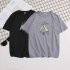 Short Sleeves and Round Neck Shirt with Feather Printed Leisure Top Pullover for Man 658 gray 2XL