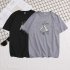 Short Sleeves and Round Neck Shirt with Feather Printed Leisure Top Pullover for Man 658 gray 2XL