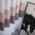 Short Stripes Printing Window Curtain Shading Drapes for Dormintory Bedroom Coffee color 1 5 meters wide   2 meters high