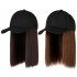 Short Synthetic Bob Baseball Cap Hair  Wigs Straight wave  One piece Bob Hair Wigs  With Black Baseball Cap  Adjustable For Women peaked cap   light brown