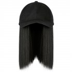 Short Synthetic Bob Baseball Cap Hair  Wigs Straight wave  One piece Bob Hair Wigs  With Black Baseball Cap  Adjustable For Women peaked cap   black