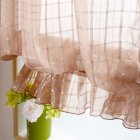 Short Tulle Curtains for Living Room Window Decorative Drapes Brown 1 meter wide x 1 4 meters high