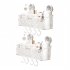 Shower Caddy  Suction Cup Clear Bathroom Shower Organizer Light Luxury Style Glacier Pattern Shower Dispenser Soap Organizer No Drilling Adhesive Bathroom Storag