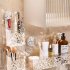 Shower Caddy  Suction Cup Clear Bathroom Shower Organizer Light Luxury Style Glacier Pattern Shower Dispenser Soap Organizer No Drilling Adhesive Bathroom Storag