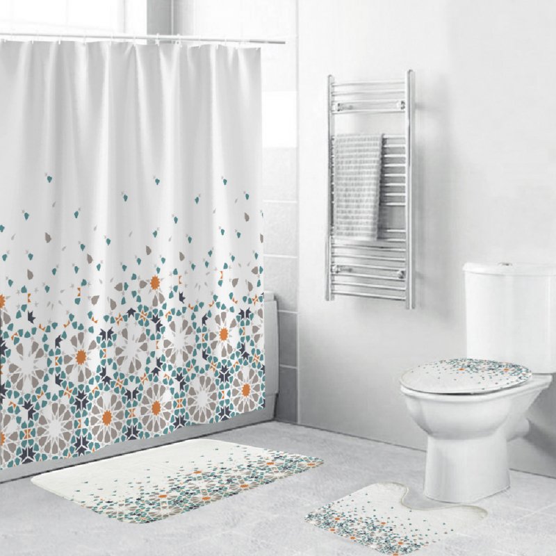 Shower  Curtain 180*180cm With Non-slip  Rug Toilet  Lid  Cover Bath  Mat For Bathroom yul-2160-geometric fade
