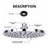 Shower Head High Pressure Chrome Plated Finish Adjustable Angles Anti Clogging Rubber Nozzles Fixed Showerhead 8 Inch silver