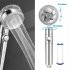 Shower Head Multi color Water Saving Flow Detachable 360 Rotating High Pressure Nozzle With Turbo Fan Silver