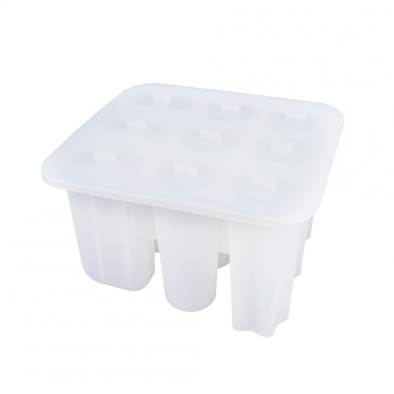 Silicone 9-grid Diy Ice Maker Homemade Ice Cream Mold Popsicle  Shaper Transparent white