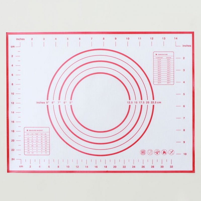 Silicone Baking Mat With Scale Rolling Dough Pad Kneading Dough Mat Non Stick Pastry Oven Liner Bakeware Red 60 * 40cm