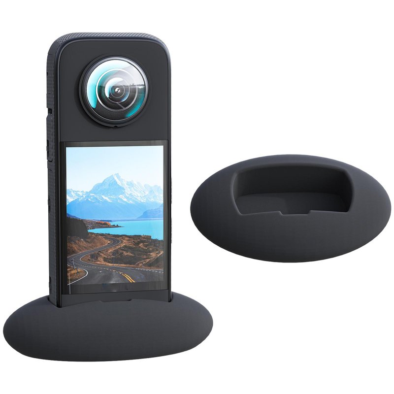 Silicone Base Camera Charging Non-slip Holder Compatible For Insta360 X3 Desktop Protective Accessories black