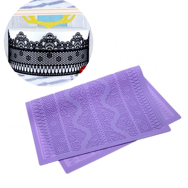 Silicone Cake Decorating  Mat Baking Lace Mold Cake Topper Flower Pattern Maker Purple