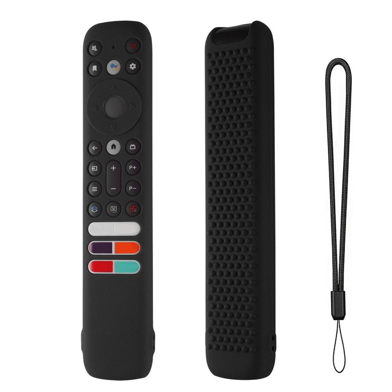 Silicone Case Compatible For TCL RC902V FMR4 FAR2 FMR1 Tv Voice Remote Control Cover Protector With Lanyard black