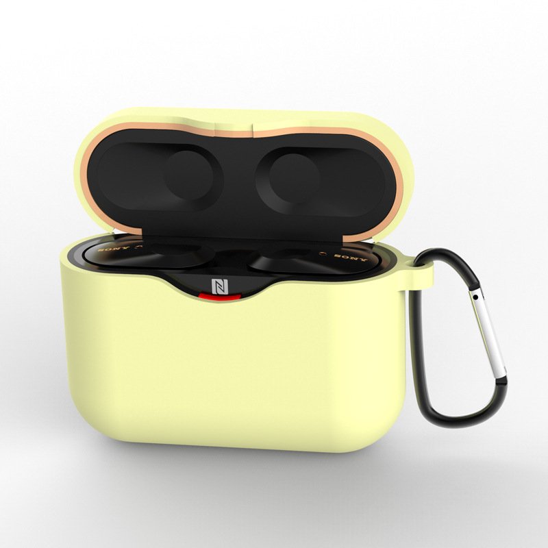 Silicone Case for SONY WF-1000XM3 Bluetooth Earphone Charging Box Cover Soft Shell with Anti-lost Hook yellow_for SONY WF-1000XM3