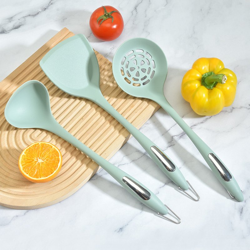 Silicone Cooking Utensil Set 3-piece Food-Grade Silicone Heat Resistant Kitchen Utensils Set For Home Kitchen Nordic green