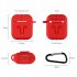 Silicone Cover Case   Carabiner Hook   Anti lost Earphone Strap   Ear Tips Set for Apple AirPods red