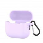 Silicone Cover Case Compatible For Airpods Pro 2 Bluetooth Headset (with Lanyard Carabiner) light purple