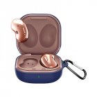 Silicone Earphone Protective Case Wireless Bluetooth Headset Anti-fall Cover With Buckle Compatible For Samsung Galaxybuds2 Live/pro midnight blue