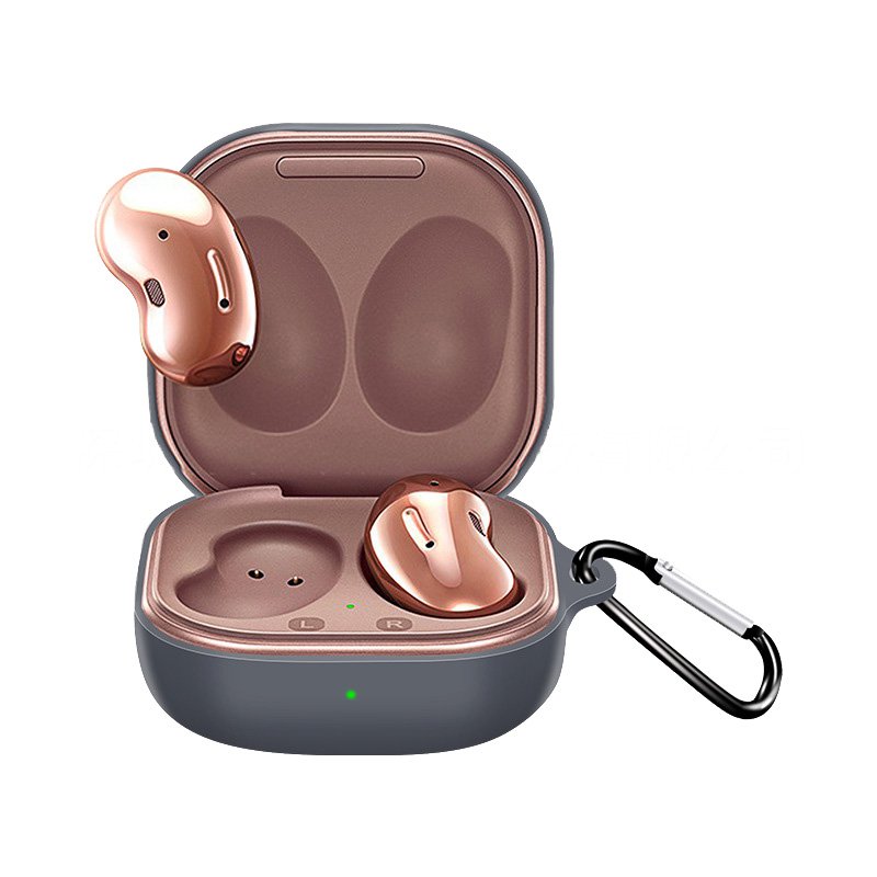 Silicone Earphone Protective Case Wireless Bluetooth Headset Anti-fall Cover With Buckle Compatible For Samsung Galaxybuds2 Live/pro Galaxy Gray