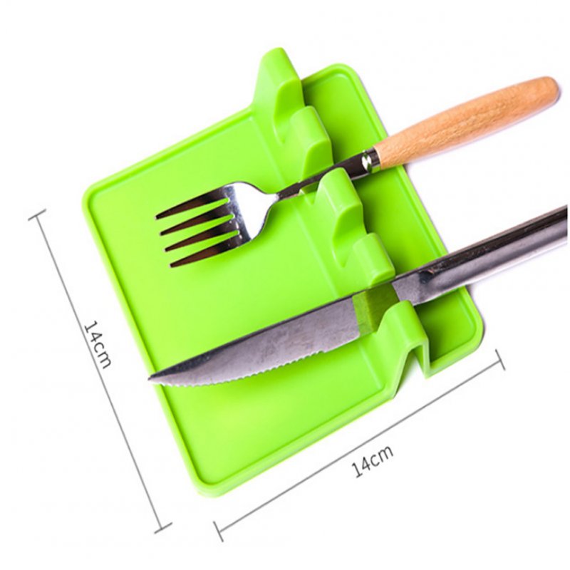 Silicone Kitchenware Pad Insulation Mat Spoon Rest Tableware Holder Heat Resistant green