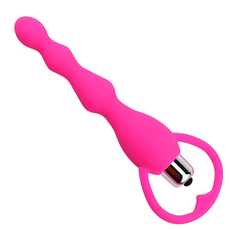 Silicone Long Pull Beads Vibrator Anal Plug Massage Women Masturbation Product Silicone Sex Toys Pink (boxed)