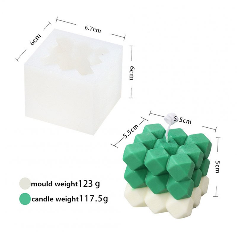 Silicone Magic Round  Cube Shaper Candle Mould Mutilayer Diy Mold For Cake Bakery Candle White_6*6.7*6cm-Drilled Magic Cube