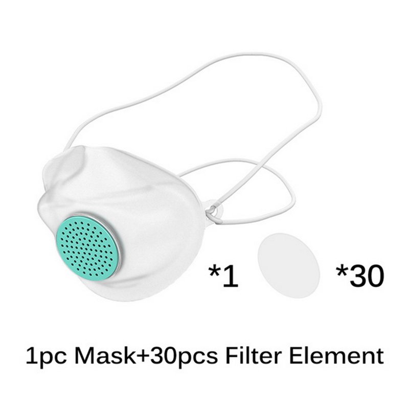 Silicone Masks 30pcs Filter Paper Face Mouth Mask Anti-dust Mask Filter Replacement Health Care white