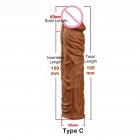 Silicone Penis Cover Enlarge Lengthen Reusable Penis Sleeve Crystal Simulation Penis Sleeve C