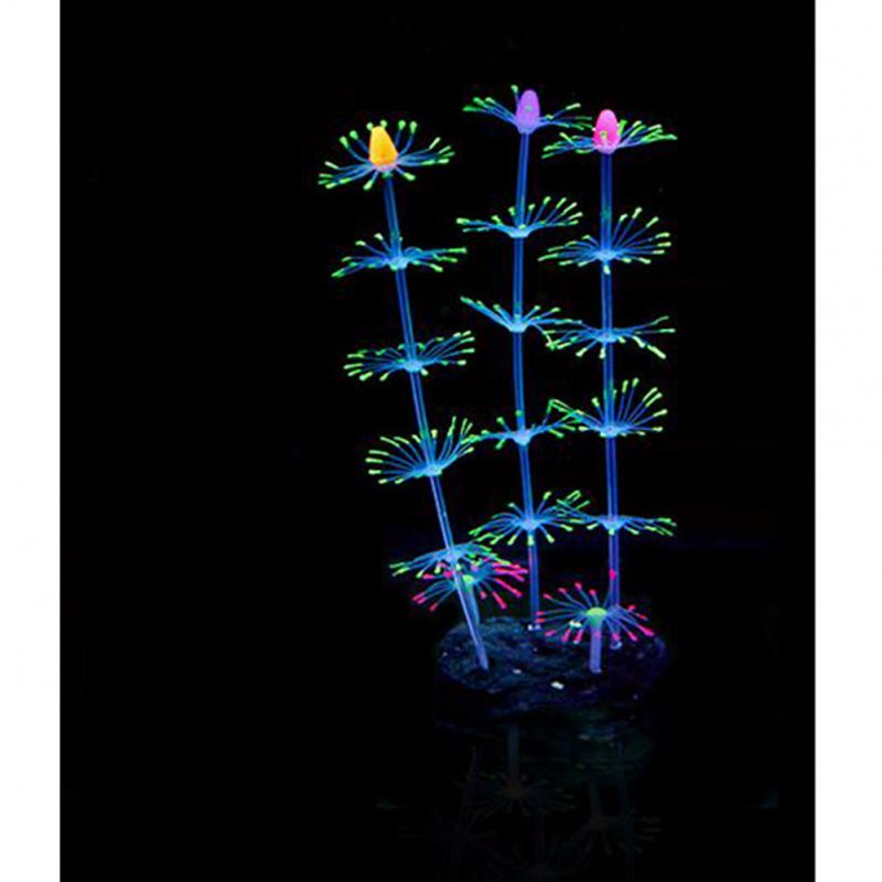 Silicone Simulated Coral Ornaments Aquarium Landscaping Fluorescent Coral Kelp Soft Coral Aquarium Decoration SH-008 green