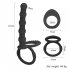 Silicone Strap On Penis Butt Plug Anal Beads With Cock Ring Delay Ejaculation Anus Plug Adult Massager For Male Man black