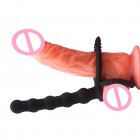 Silicone Strap On Penis Butt Plug Anal Beads With Cock Ring Anus Plug Adult Massager Double Penetration Dildo Massager black