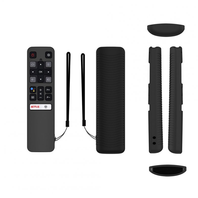 Silicone Tv Remote Control Cover Dustproof Shockproof Protective Case Sleeve Compatible For Tcl Rc802v Fnr1 Fmr1 black
