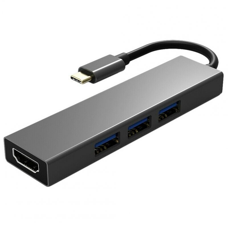 Silver TYPE-C to HDMI *USB 3.0*3 HUB 4K*2K Adapter USB 3.1 to HDMI USB Hub Silver