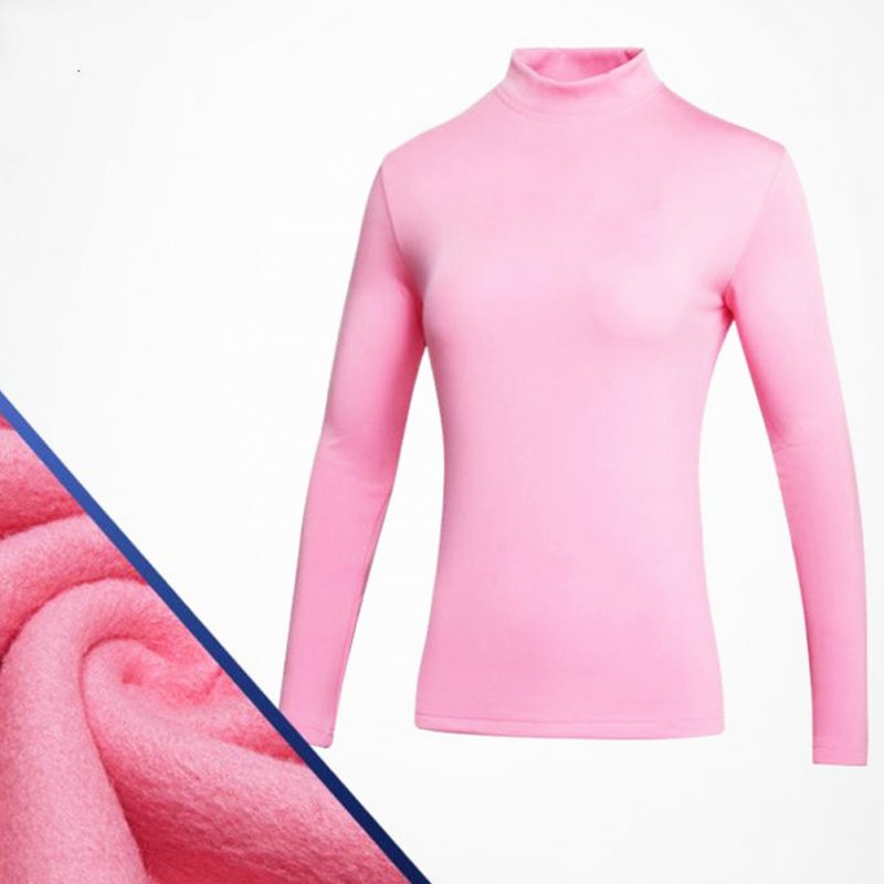 Simier Long Sleeve Golf Clothes for Women Base Shirt Pink_S