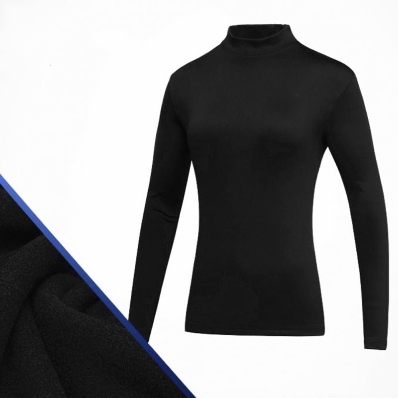 Simier Long Sleeve Golf Clothes for Women Base Shirt black_S