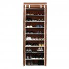 Simple 10 Layers Shoes Rack with Curtained Door Assemble Shoe Cabinet for Home Storage Beige