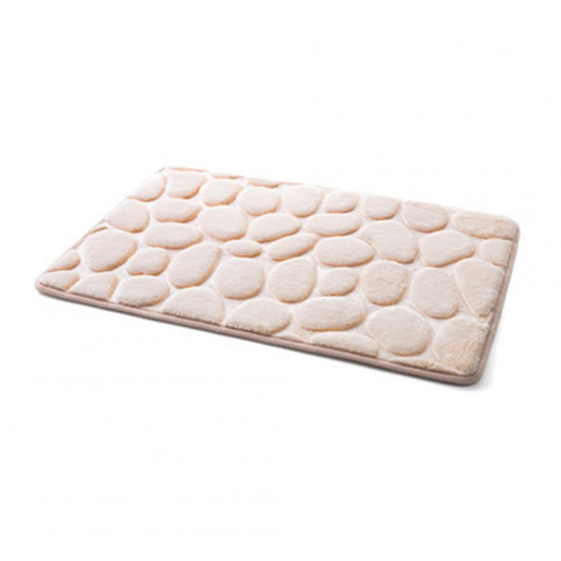 Simple Non-Slip Pebble Flannel Bathroom Bath Rug Foam Pad Mat Shower Floor Carpet 40*60CM